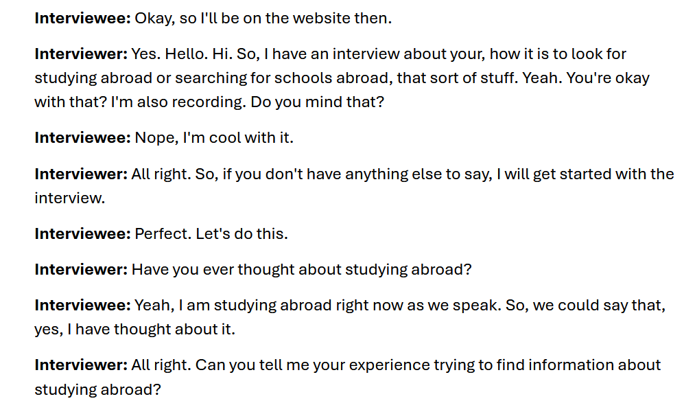 Interviews done with target audience